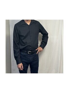 Van Heusen Flex Black Slim Fit Button-Down Dress Shirt 16 (34/35)